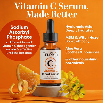 Vitamin C Serum for Face with Hyaluronic Acid & Vitamin E - Anti-Aging & Brightening Formula, 2 Fl Oz