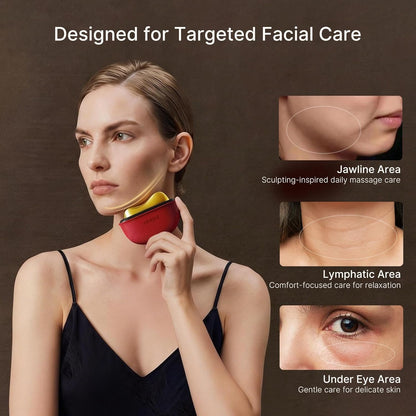 LED Red Light Therapy Face & Neck Massager - Electric Gua Sha Tool with Heat & Vibration
