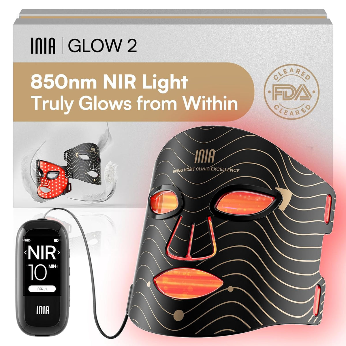 Red Light Therapy Mask for Face, 850nm NIR & 4 LED Modes, 220 LEDs, 105mW/cm² Output