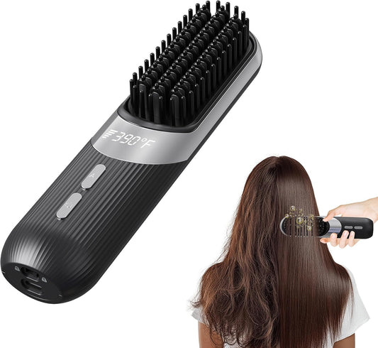 Cordless 2-in-1 AI Smart Hair Styler - Fast 30s Heat USB Rechargeable Portable Travel Comb