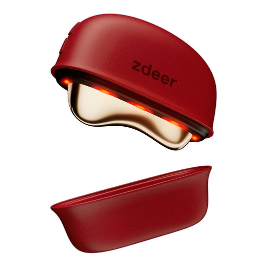 LED Red Light Therapy Face & Neck Massager - Electric Gua Sha Tool with Heat & Vibration