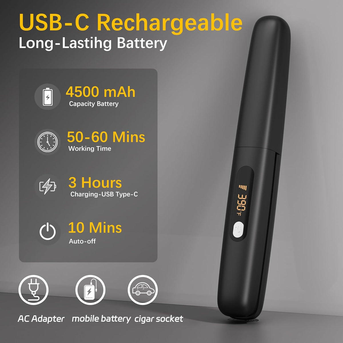 Cordless 2-in-1 Hair Straightener and Curler, Mini Portable Ceramic Flat Iron with 4500mAh Battery