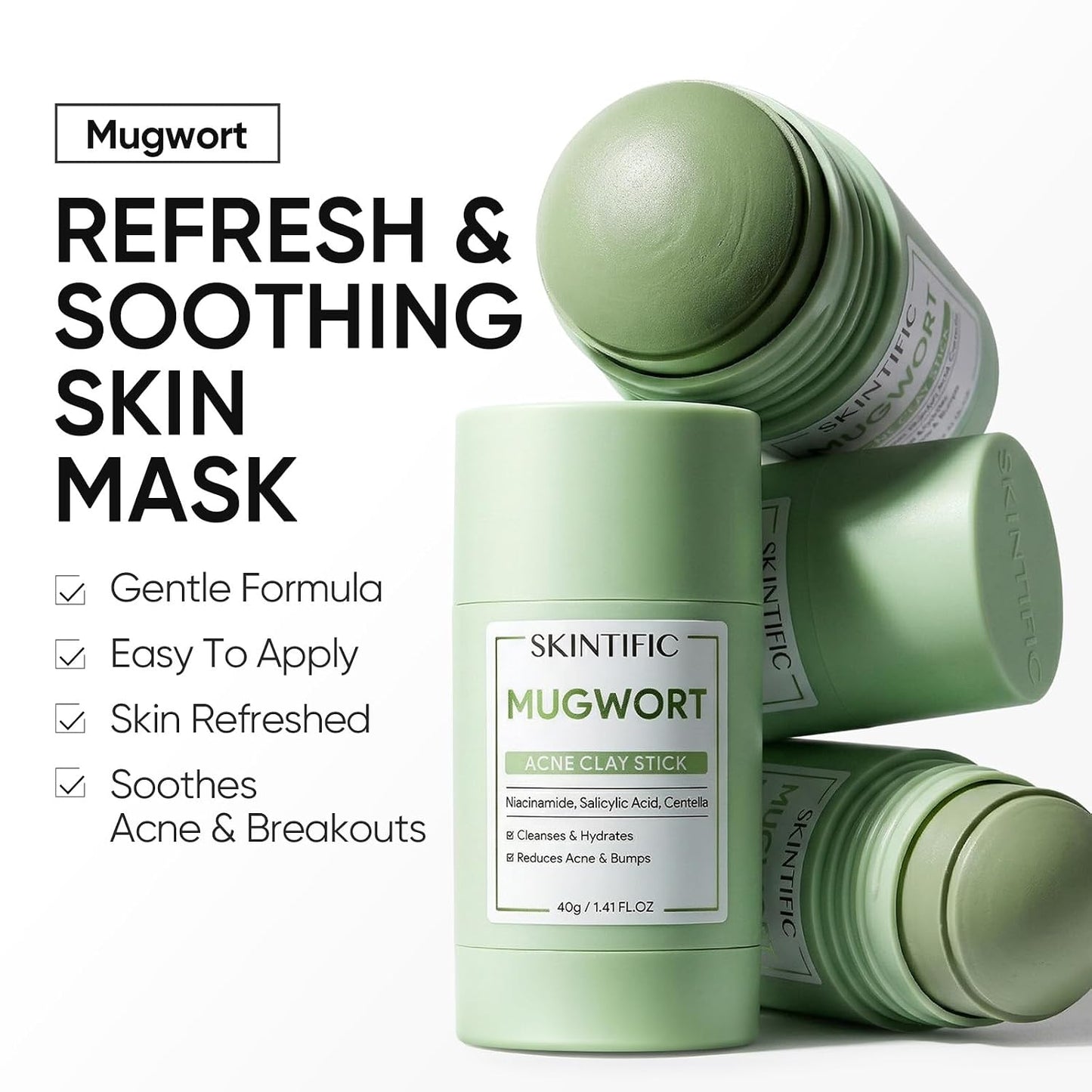 Clay Mask Stick Set with Alaska Volcanic Clay & Mugwort for Deep Pore Cleansing and Oil Control