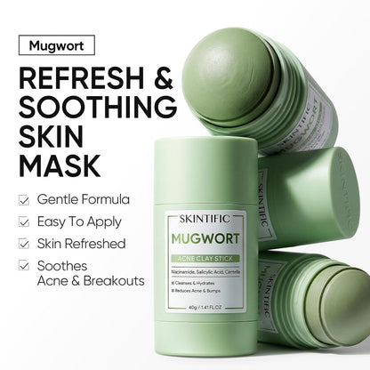 Clay Mask Stick Set with Alaska Volcanic Clay & Mugwort for Deep Pore Cleansing and Oil Control