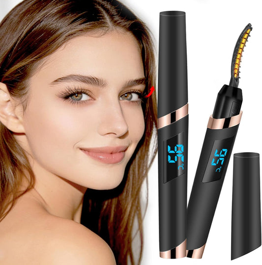 Heated Eyelash Curler with Battery Indicator, 3 Temperature Modes LED Display USB Rechargeable Makeup Tool
