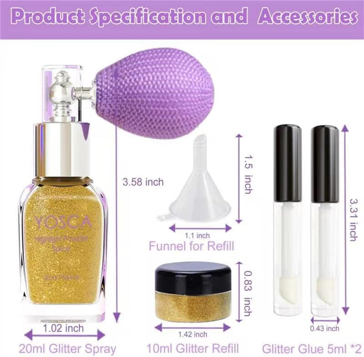 Body Glitter Spray, 30ML Loose Laser Shimmer Powder Holographic Hair Spray Silver Sparkle Highlighter