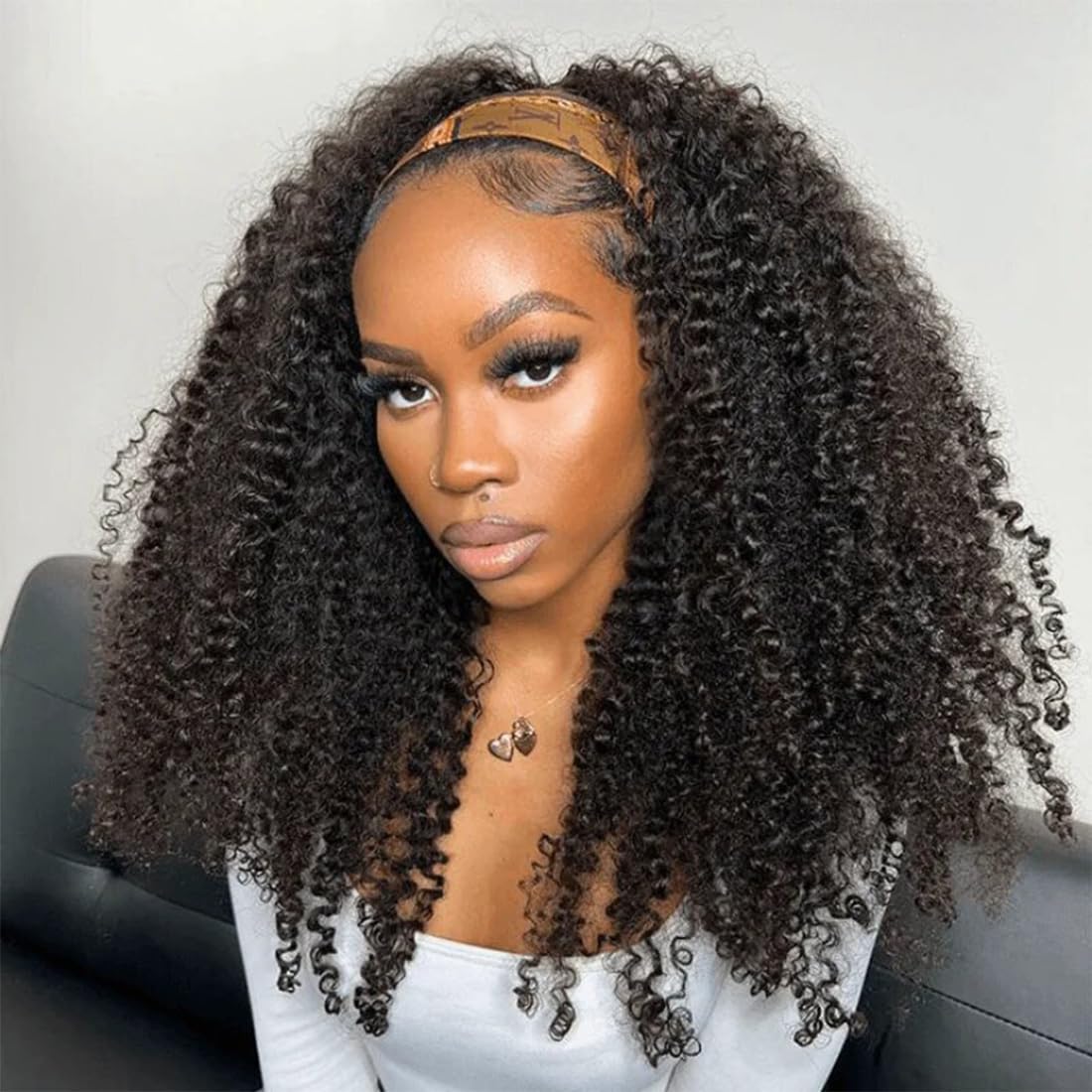 3-in-1 Half Wig Human Hair Glueless Kinky Curly Drawstring Seamless Clip-In Flip Over Wig 180% Density 18 Inch