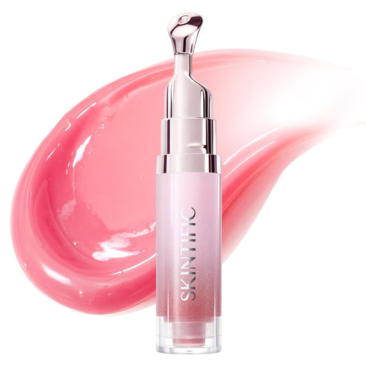 Brightening Lip Serum, Hydrating & Plumping Tinted Lip Gloss with Peptide and Squalane (01 Baby Pink)