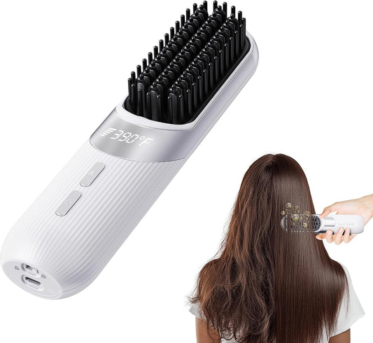 Cordless 2-in-1 AI Smart Hair Styler - Fast Heat USB Rechargeable Portable Travel Comb