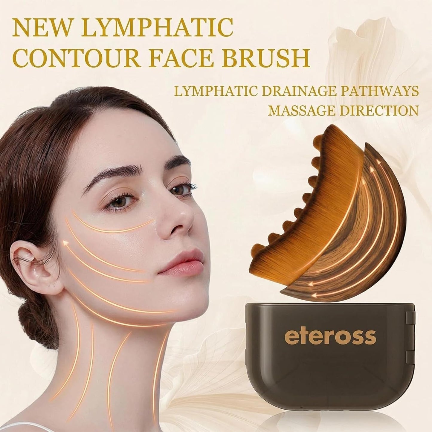 Lymphatic Contour Face Brush, Sculpting Tool for Drainage and Puffiness Reduction, Ultra Soft Bristles