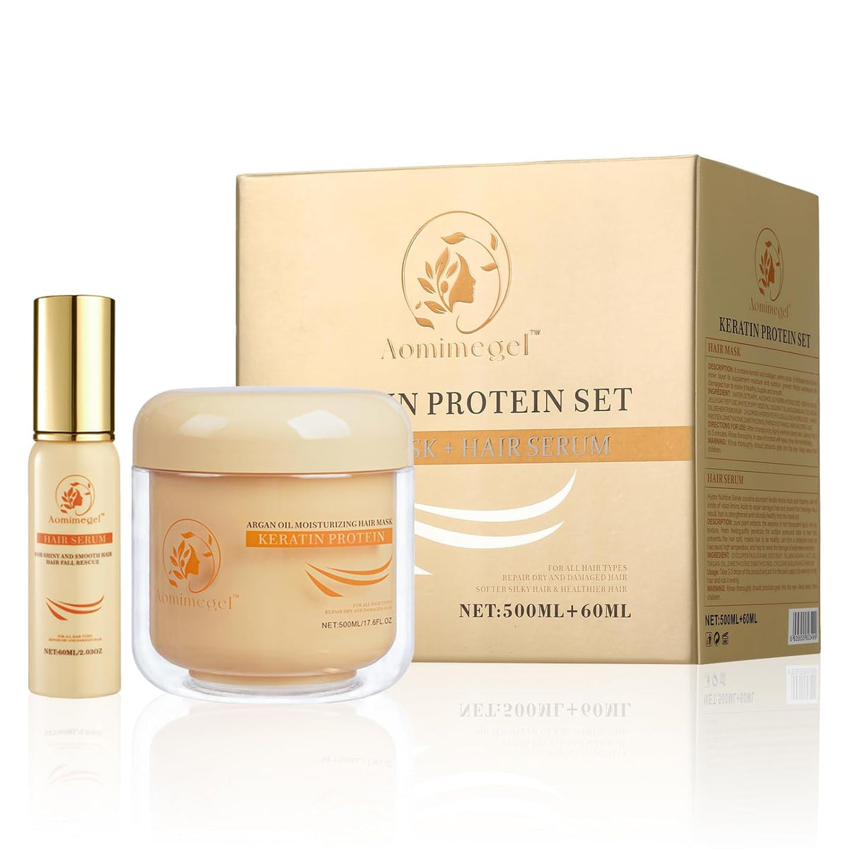 Argan Oil Hair Mask Set - Deep Repair Conditioning Collagen Treatment for Dry Damaged Hair