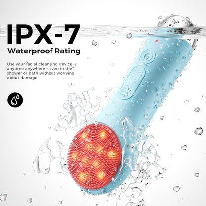 Face Scrubber Facial Cleansing Brush - Waterproof and Rechargeable Face Cleansing Brush with 4 LED Gentle Light, Cleansing, Exfoliating and Massaging, Electric Face Scrub Brush for Men & Women