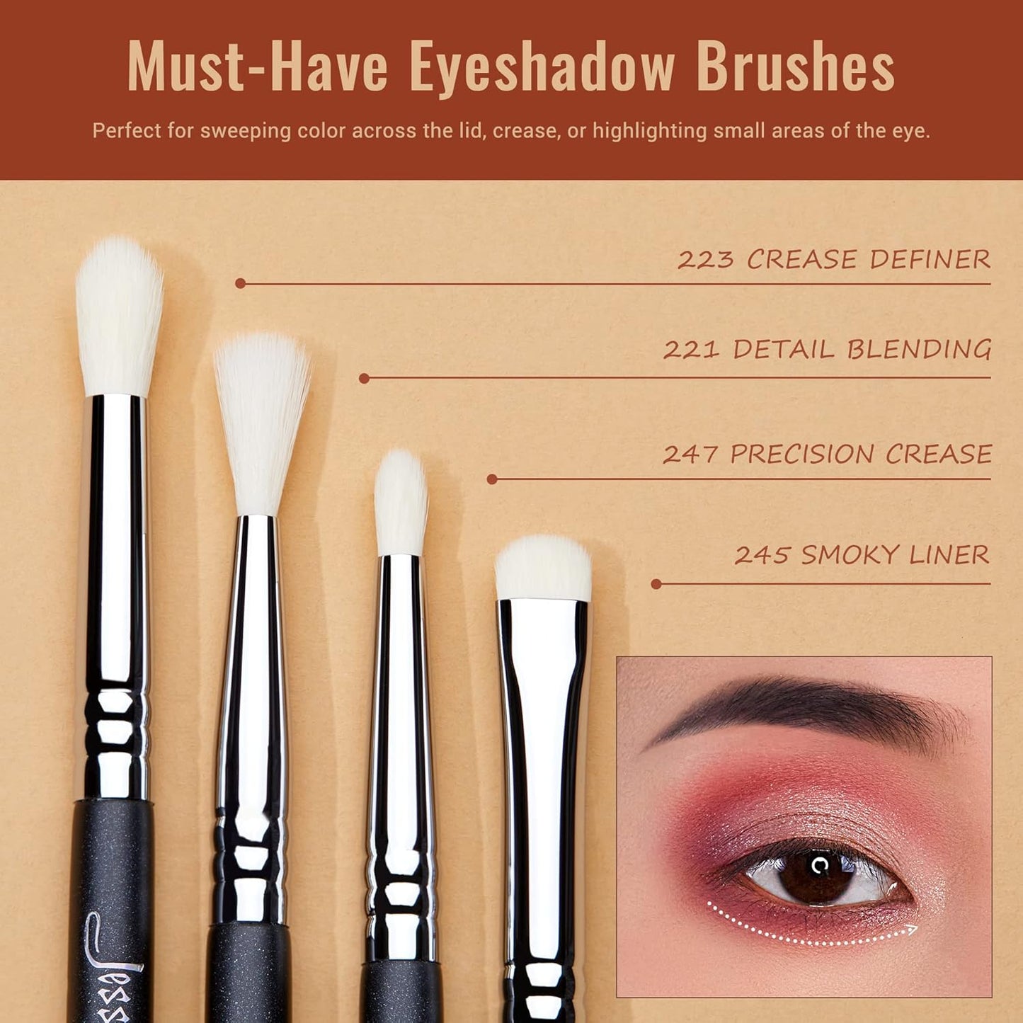 Jessup Eyeshadow Brush Set 11pcs Eye Makeup Brushes Set Professional Eye Shadow Brush Blending Brush Shader Crease Brush Black T340