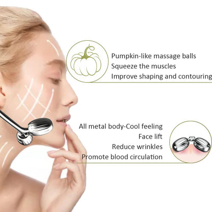 Stainless Steel Gua Sha Facial Tools and Face Roller Set for Skincare and Sculpting