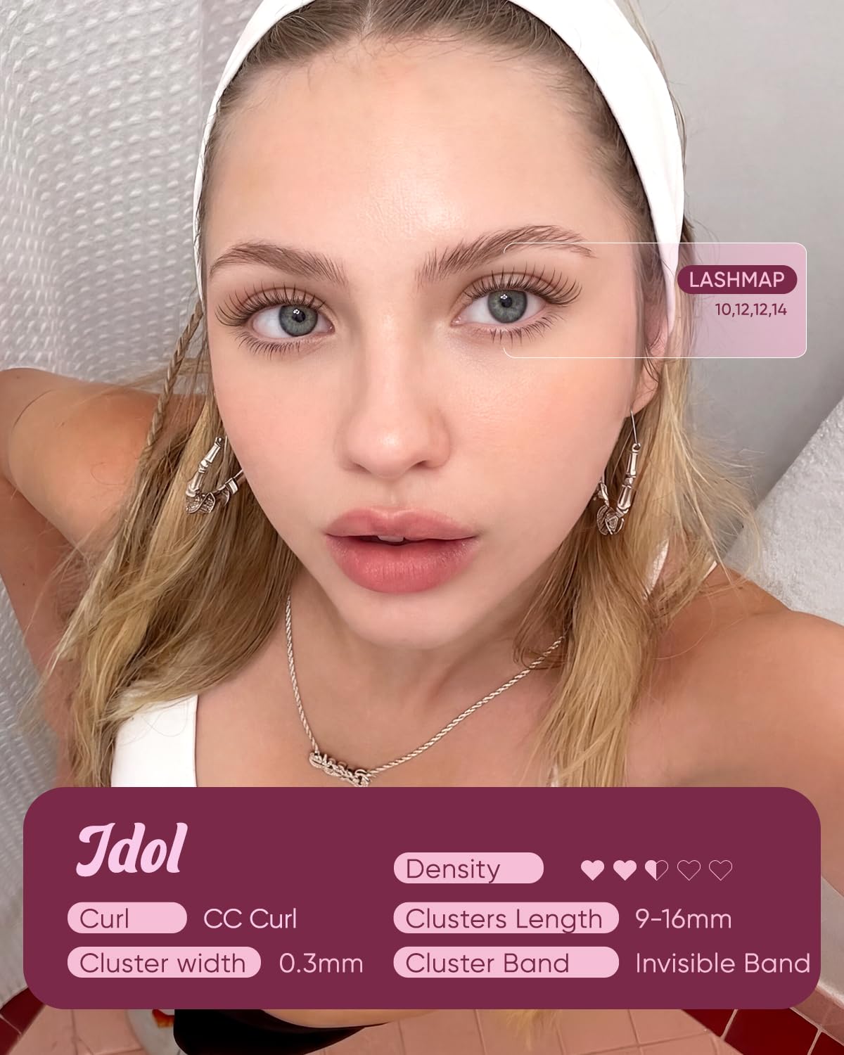 Brown Idol Lash Clusters Kit - Clear Band Natural Wispy Eyelash Extensions with Bond and Seal, 9-16mm