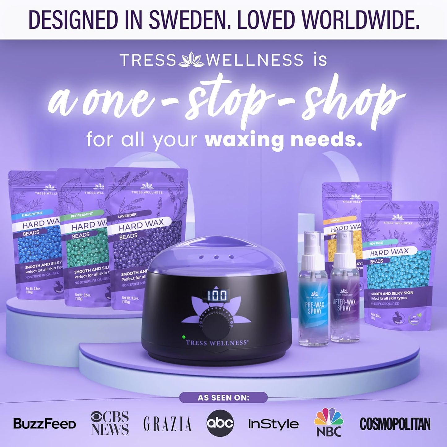 Award Winning Waxing Kit for Sensitive Skin - Digital Display Warmer with Hard Wax Beads