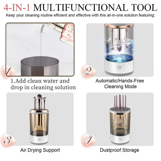 Automatic Makeup Brush Cleaner Machine - Sonic Vibration Deep Cleaning for All Brush Sizes
