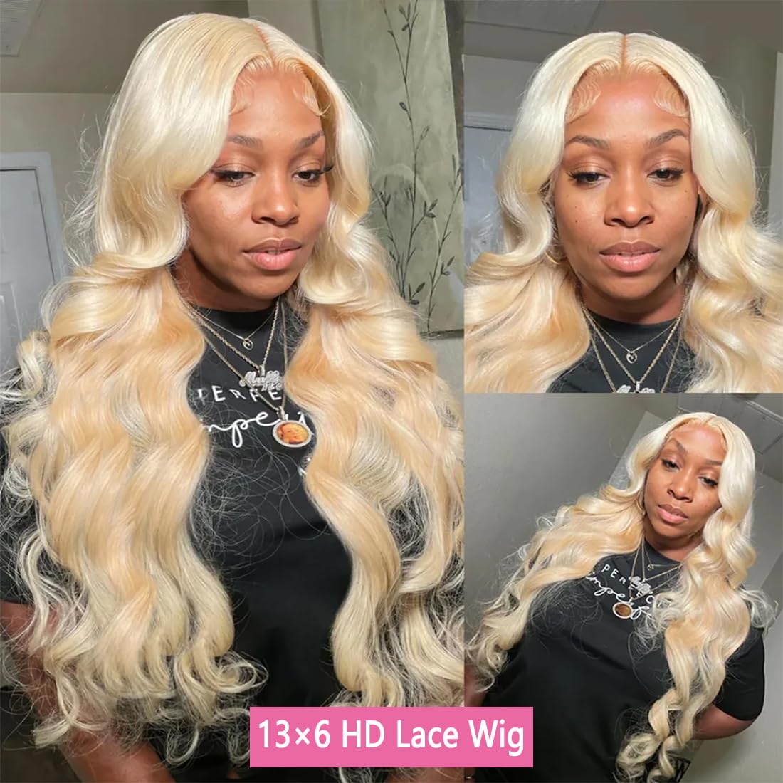 613 Blonde 13x6 Lace Front Wig Human Hair 28 Inch Body Wave 200% Density HD Transparent Lace