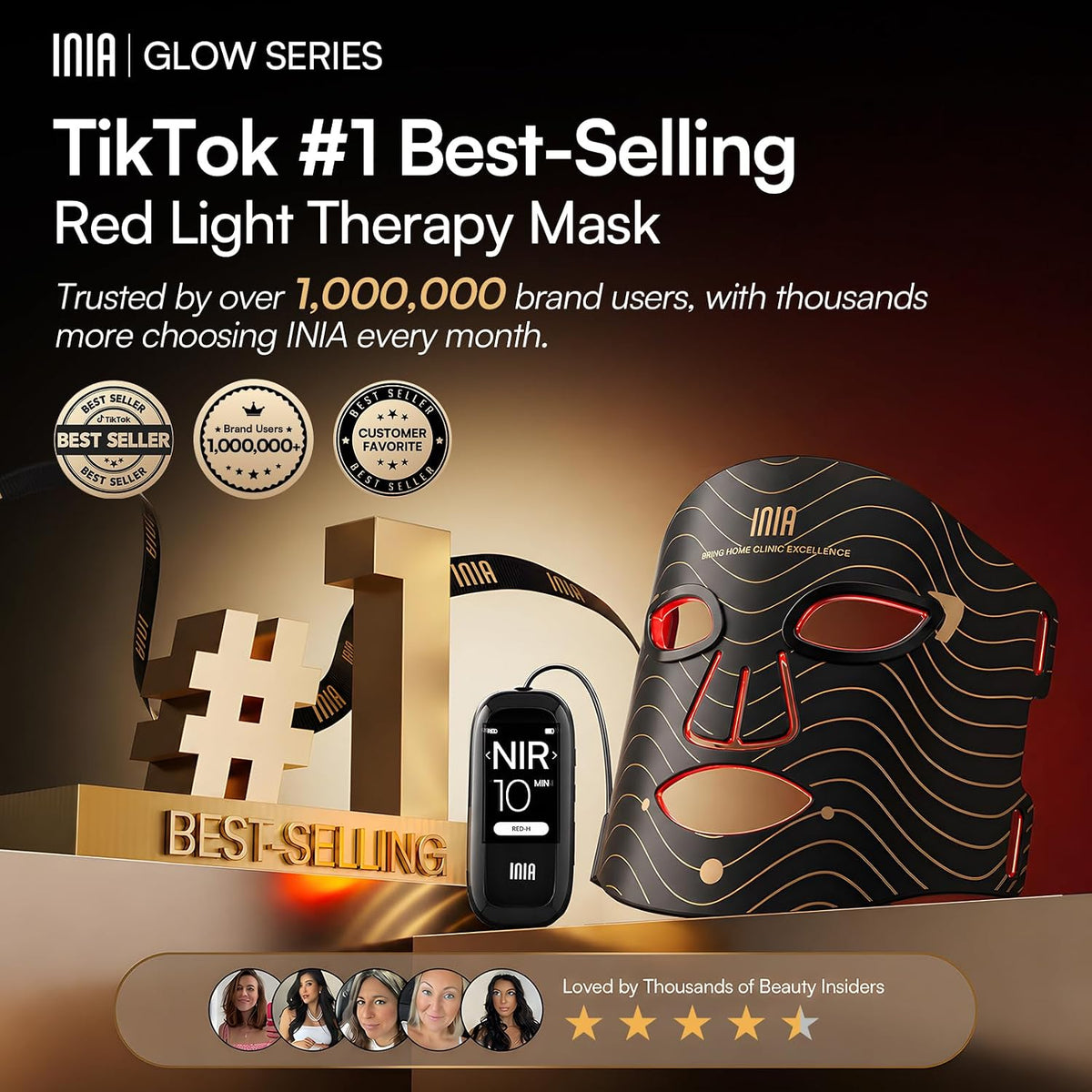 Red Light Therapy Mask for Face, 850nm NIR & 4 LED Modes, 220 LEDs, 105mW/cm² Output