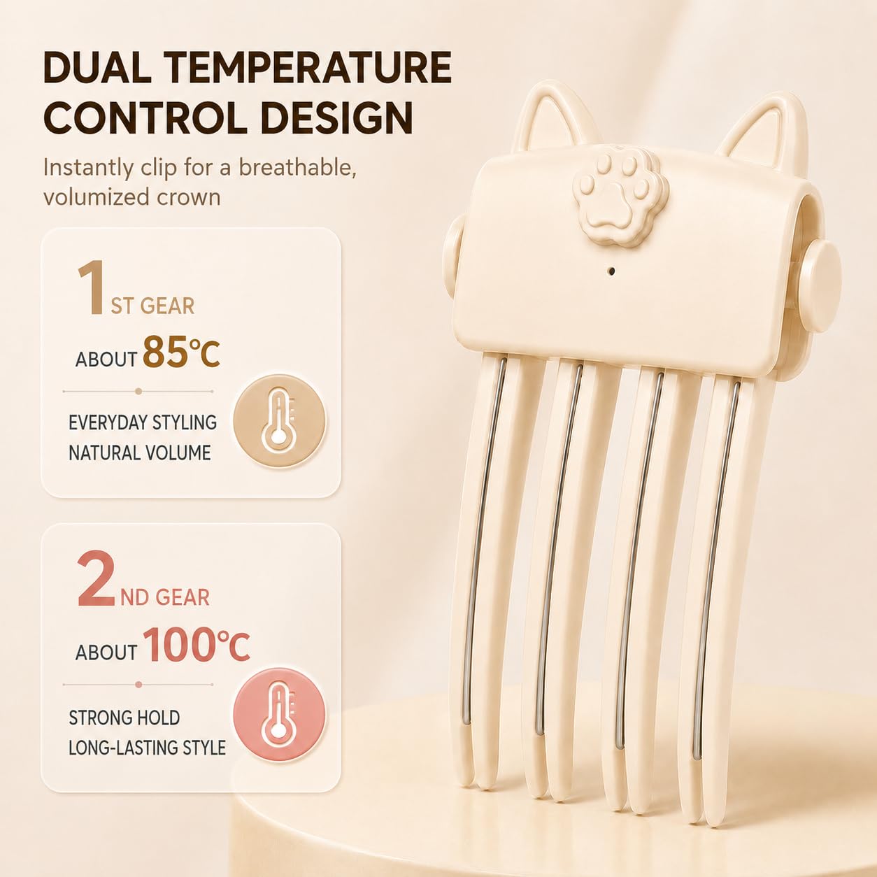 Heated Hair Volume Clip, Electric Volumizing Root Lifter with 2 Heat Settings