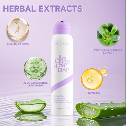 Hair Removal Spray for Women & Men, Sensitive Skin Fast-Acting Aloe Hyaluronic Acid Depilatory Cream