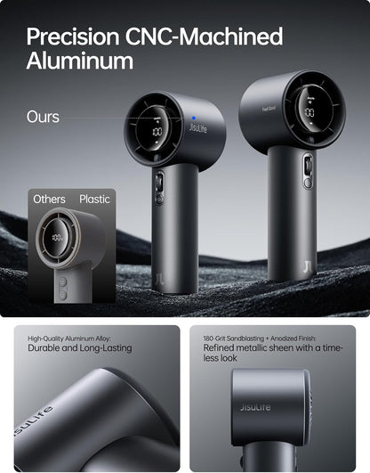 Next-Gen Handheld Fan - High-Speed Airflow, 40h Runtime, Metal Body, 1-100 Speed Scroll Wheel
