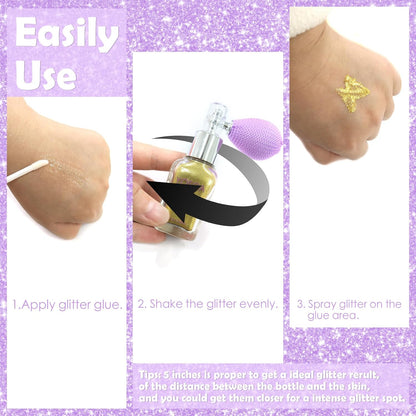 Body Glitter Spray, 30ML Loose Laser Shimmer Powder Holographic Hair Spray Silver Sparkle Highlighter