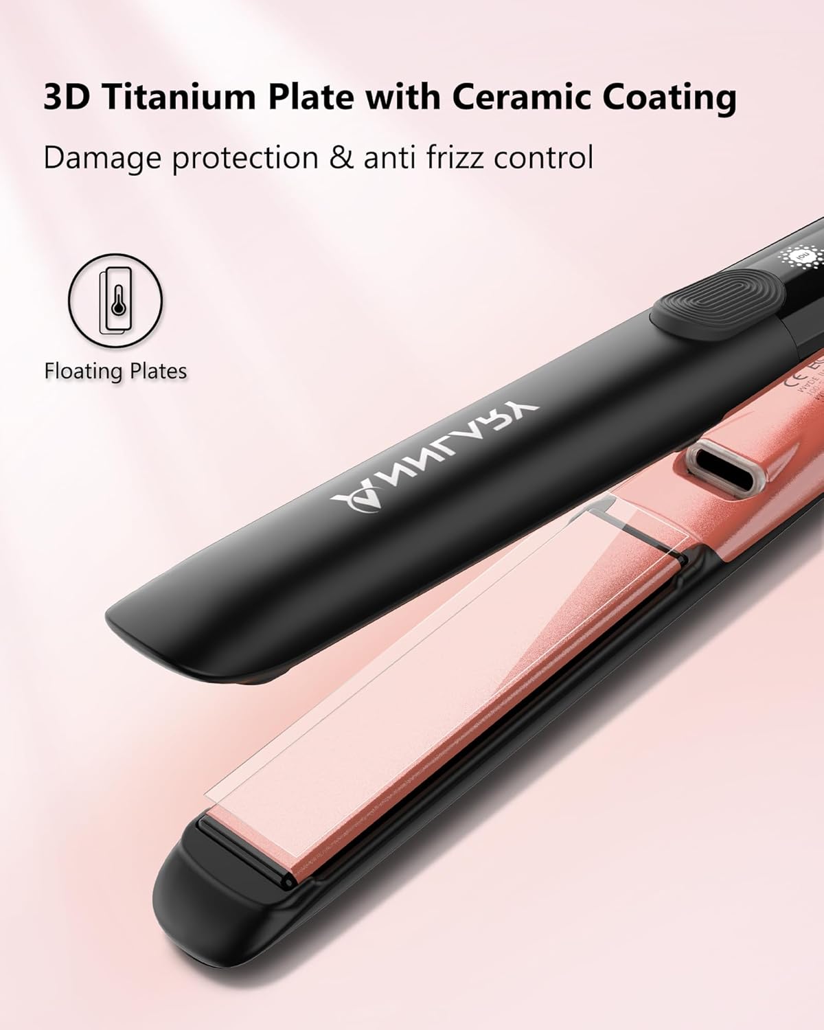 2-in-1 Titanium Ceramic Ionic Hair Straightener and Curler, Dual Voltage Flat Iron