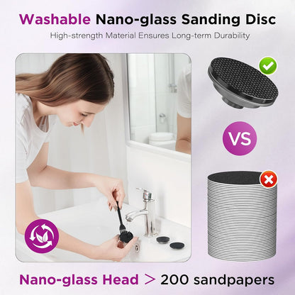 Electric Foot Callus Remover with Nano-Glass Head and Lotion Applicator