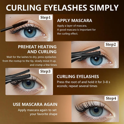 Heated Eyelash Curler - 2-in-1 Clip-Type Design, 3 Temperature Modes, USB Rechargeable Electric Curler