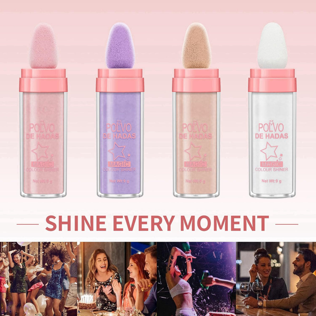 4 Color Fairy Dust Highlight Patting Powder - Full Body Contouring and Pearlescent Shimmer for Face and Eyes