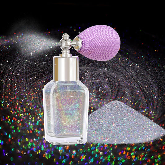 Body Glitter Spray, 30ML Laser Shimmer Powder Holographic Hair Spray Silver Sparkle Makeup