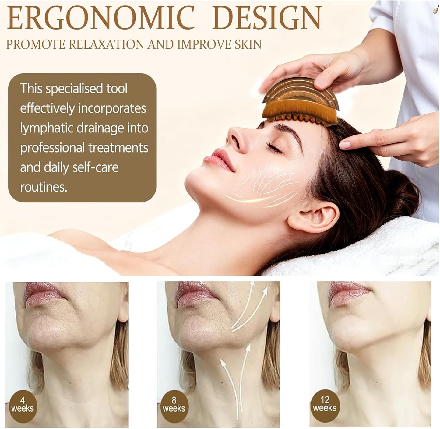 Lymphatic Contour Face Brush, Sculpting Tool for Drainage and Puffiness Reduction, Ultra Soft Bristles