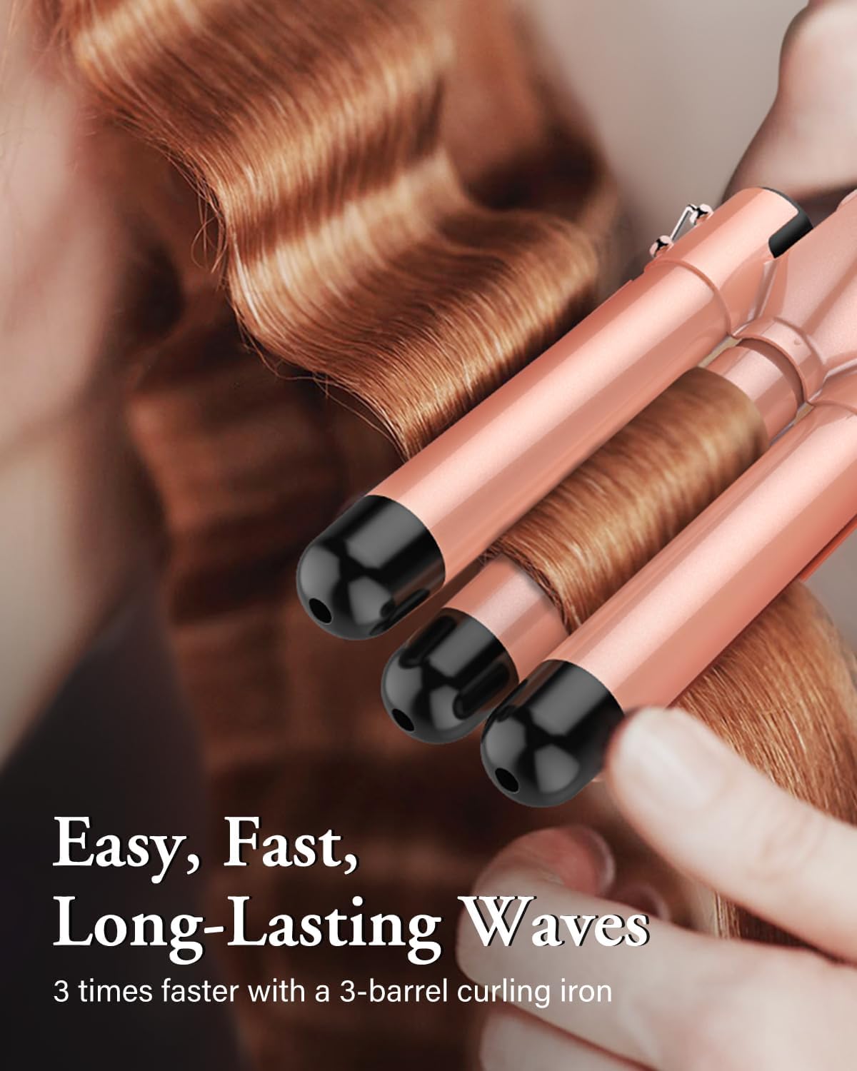 5 in 1 Curling Wand Set with 3 Barrel Hair Crimper, Ceramic Tourmaline Hair Waver for All Hair Types