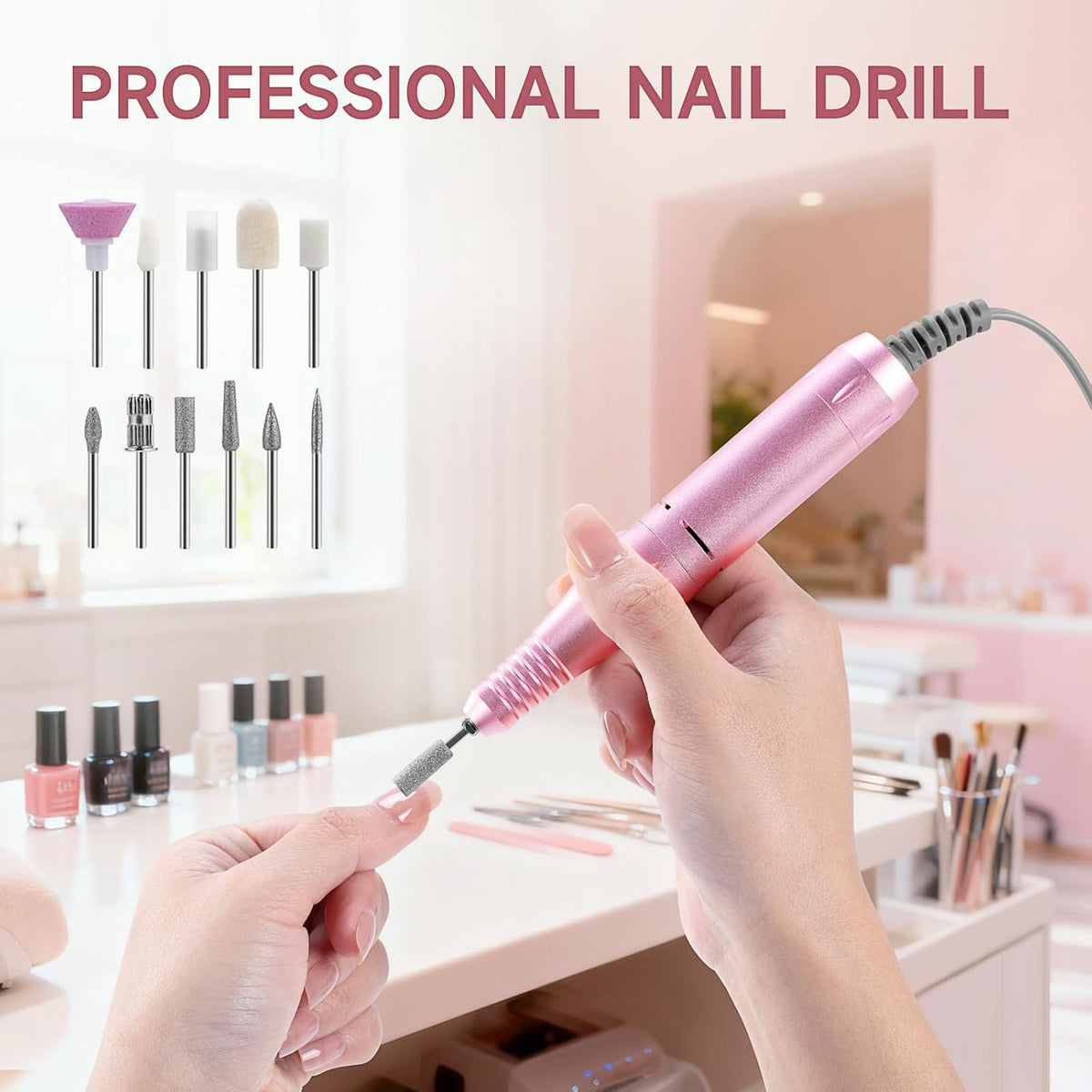 Professional 45000RPM Rechargeable Cordless Electric Nail Drill for Acrylic and Gel Nails
