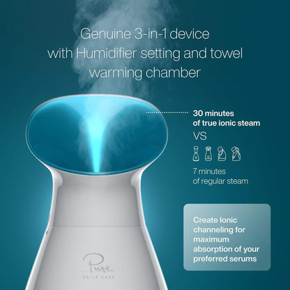 3-in-1 Nano Ionic Facial Steamer with Precise Temp Control and 5-Piece Skin Kit - Teal