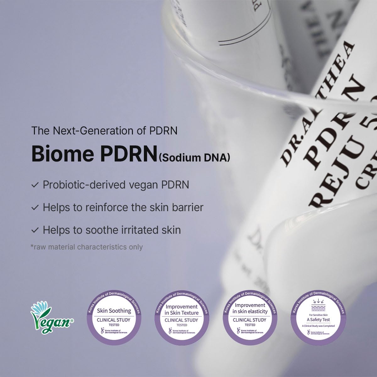 PDRN Reju 5000 Cream - Biome Skin Relief & Hydration Daily Face Moisturizer with Panthenol