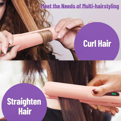Cordless Hair Straightener, Titanium Portable Flat Iron for Travel, 2 in 1 Mini Styler with Comb & Clip