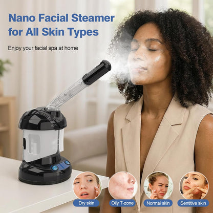 2 in 1 Ozone Facial and Hair Steamer for Personal Care at Home or Salon