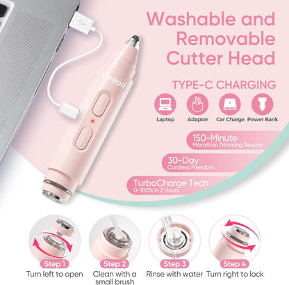 2-in-1 Facial Hair Remover & Eyebrow Trimmer - Rechargeable Face Shaver with LED Light