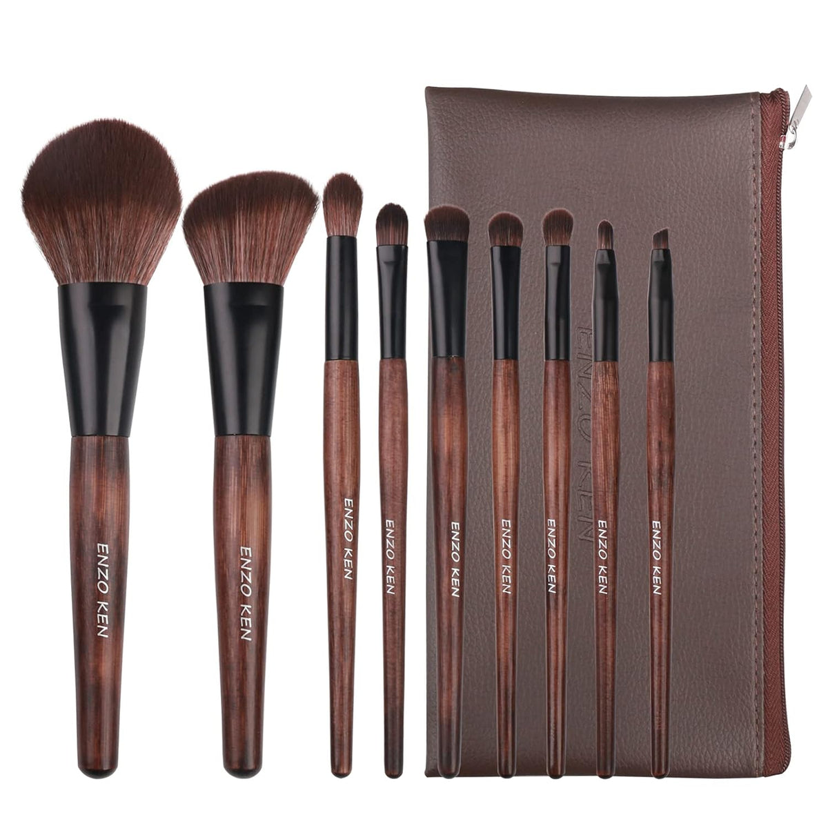 Professional Bamboo Makeup Brush Set with Natural Sable Hair and Travel Case, 7-Piece Kit