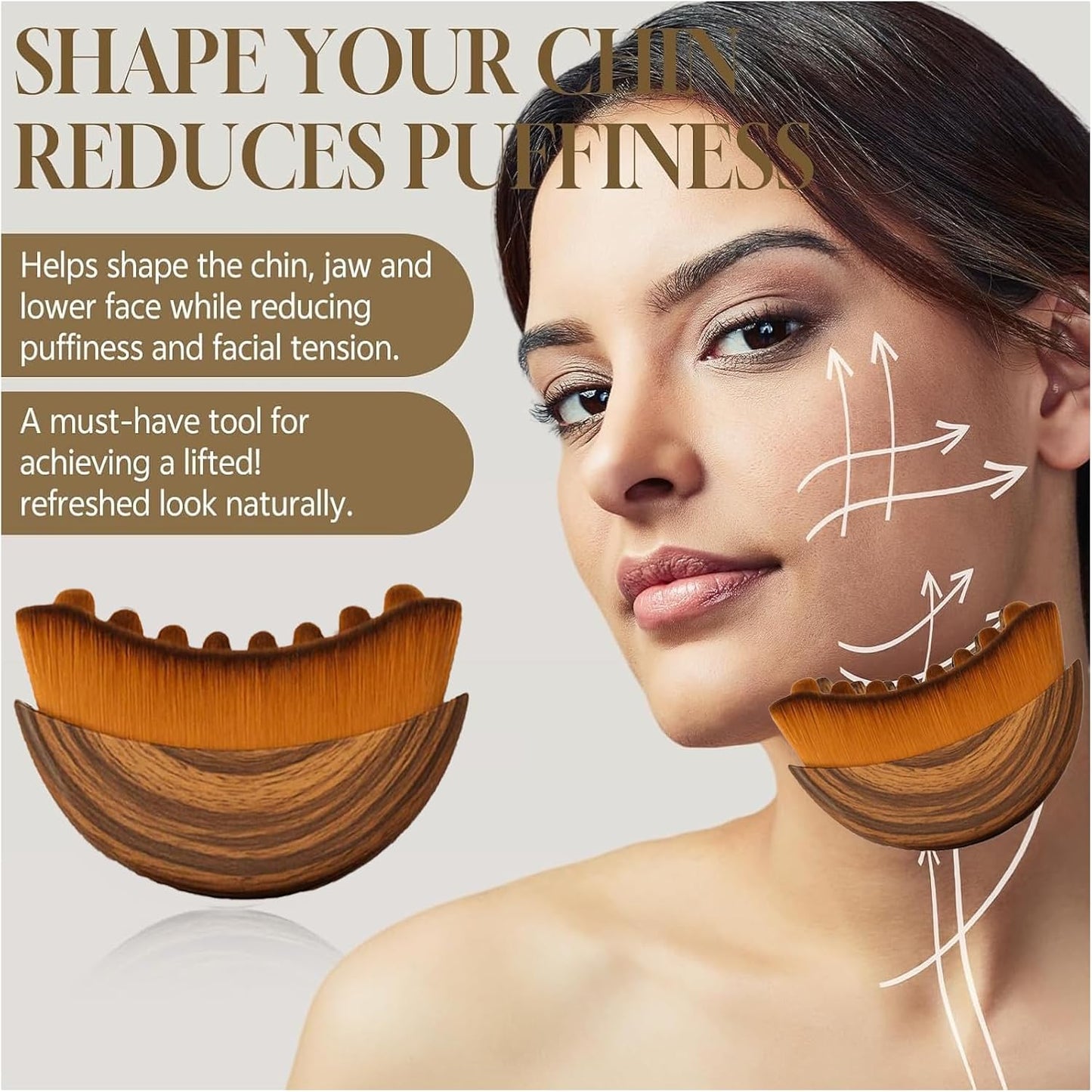 Lymphatic Contour Face Brush, Sculpting Tool for Drainage and Puffiness Reduction, Ultra Soft Bristles