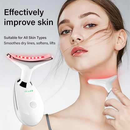 7 Color LED Facial Light Therapy Wand and Neck Massager for Skin Care at Home
