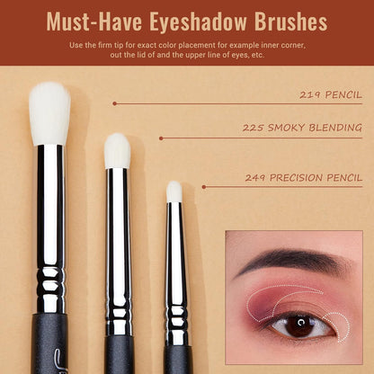 Jessup Eyeshadow Brush Set 11pcs Eye Makeup Brushes Set Professional Eye Shadow Brush Blending Brush Shader Crease Brush Black T340