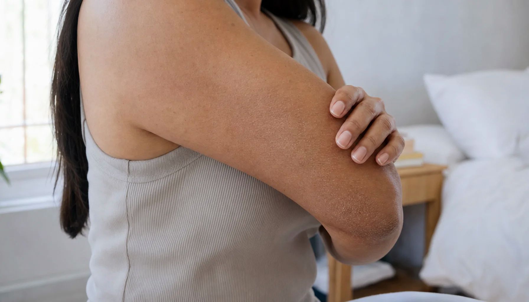 Morning body-care routine for rough-looking texture