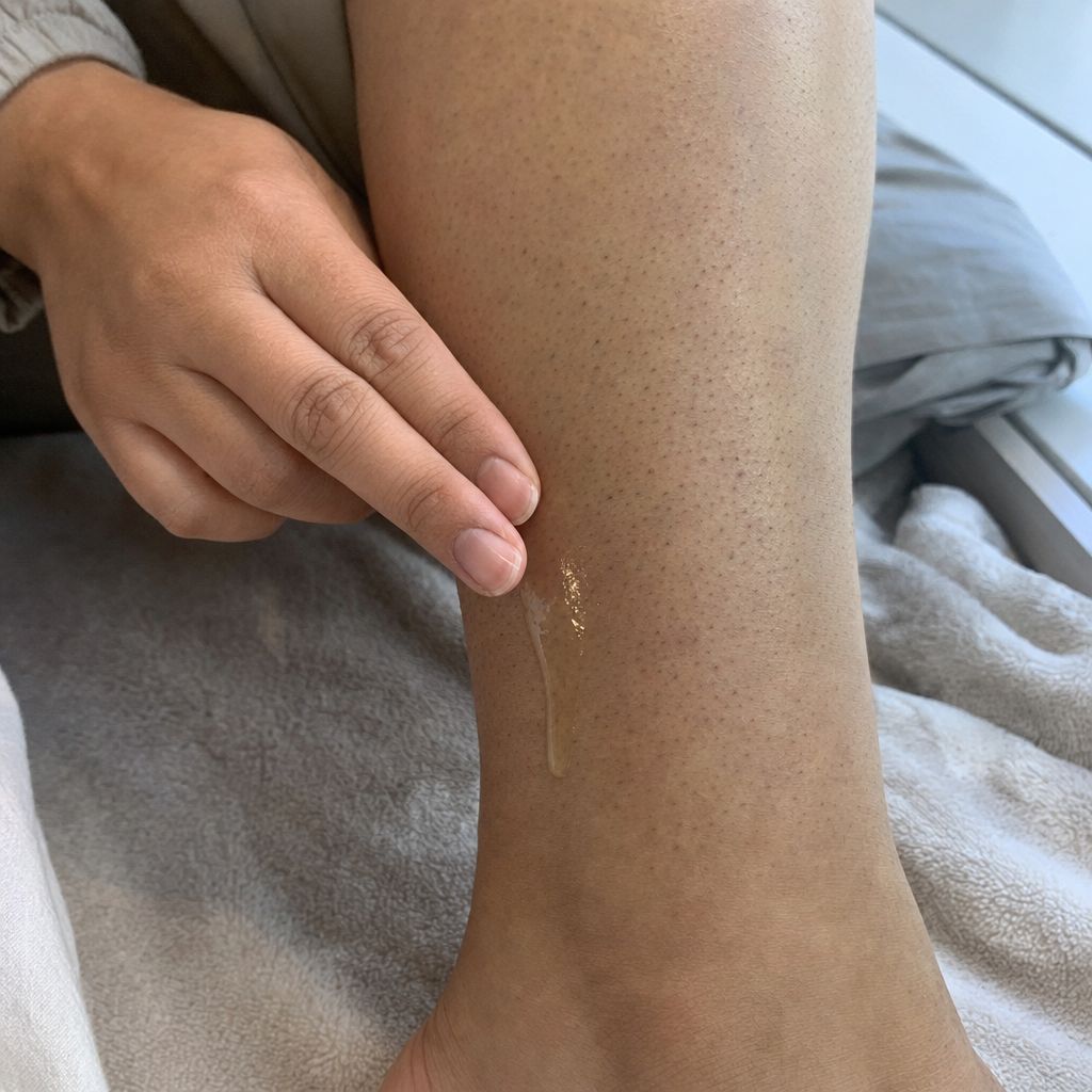 Applying post-hair-removal oil to treated body skin