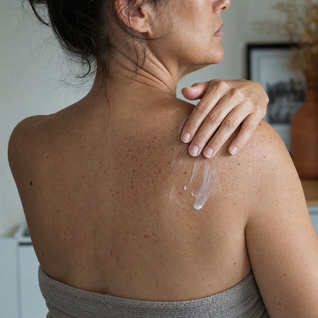 Using the complete body-care routine on rough-looking skin