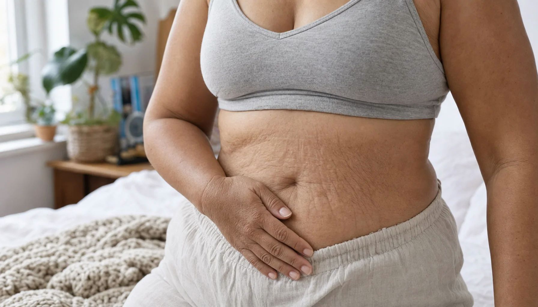 Morning hydration routine for changing belly skin