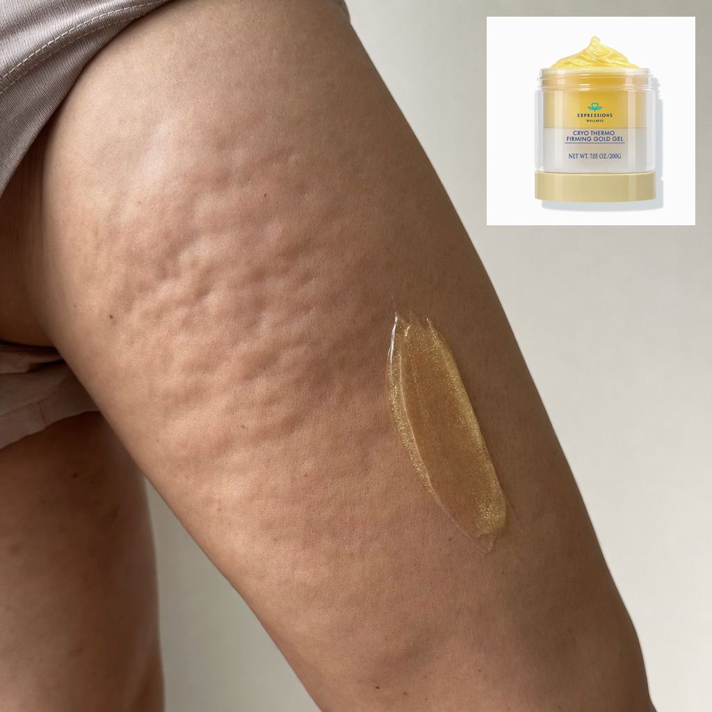 Gold gel texture with the accurate product jar