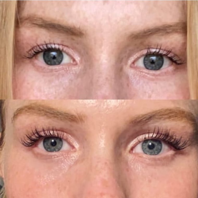 Customer-provided two-image lash comparison